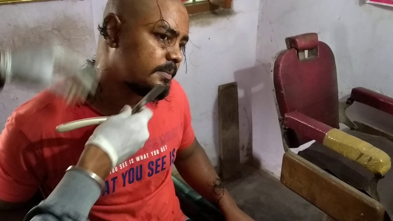 Indian men head shave series 07