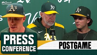 Mark Kotsay, Tyler Soderstrom and more react to A's extra-inning, walk-off win over Braves | NBSCA