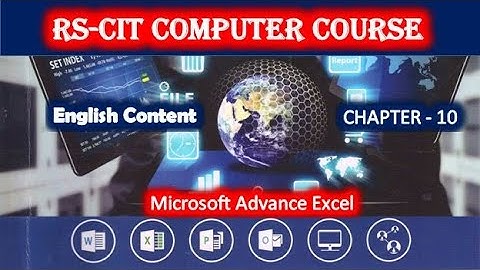 RSCIT Computer Course Chapter 10 in English | Advance Microsoft Excel