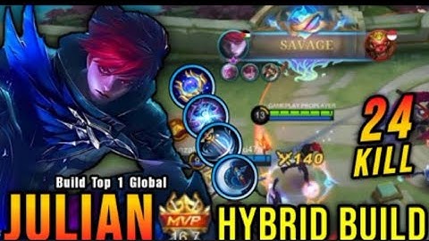 AUTO SAVAGE!! 24 Kills Julian with Hybrid Build 100% Deadly!! - Build Top 1 Global Julian ~ MLBB
