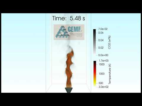 Combustion of Methane in the Flare (LES simulation)