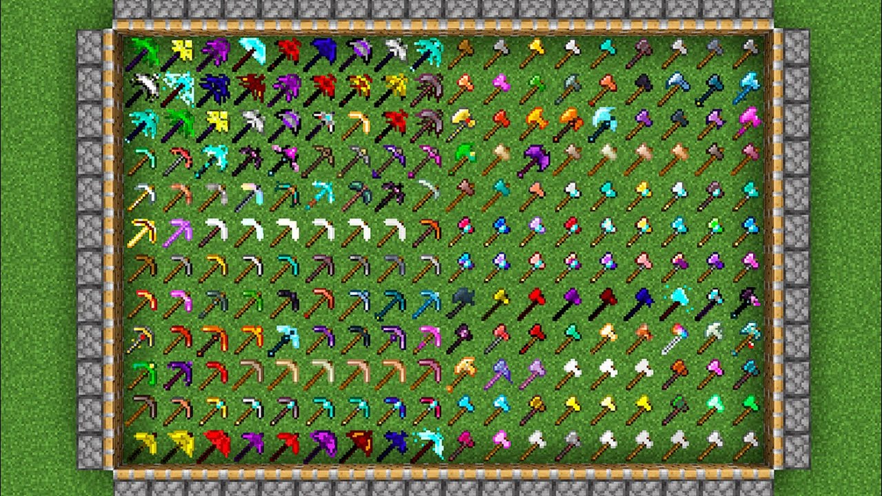 all axe + all pickaxe = ? combined in minecraft - YouTube