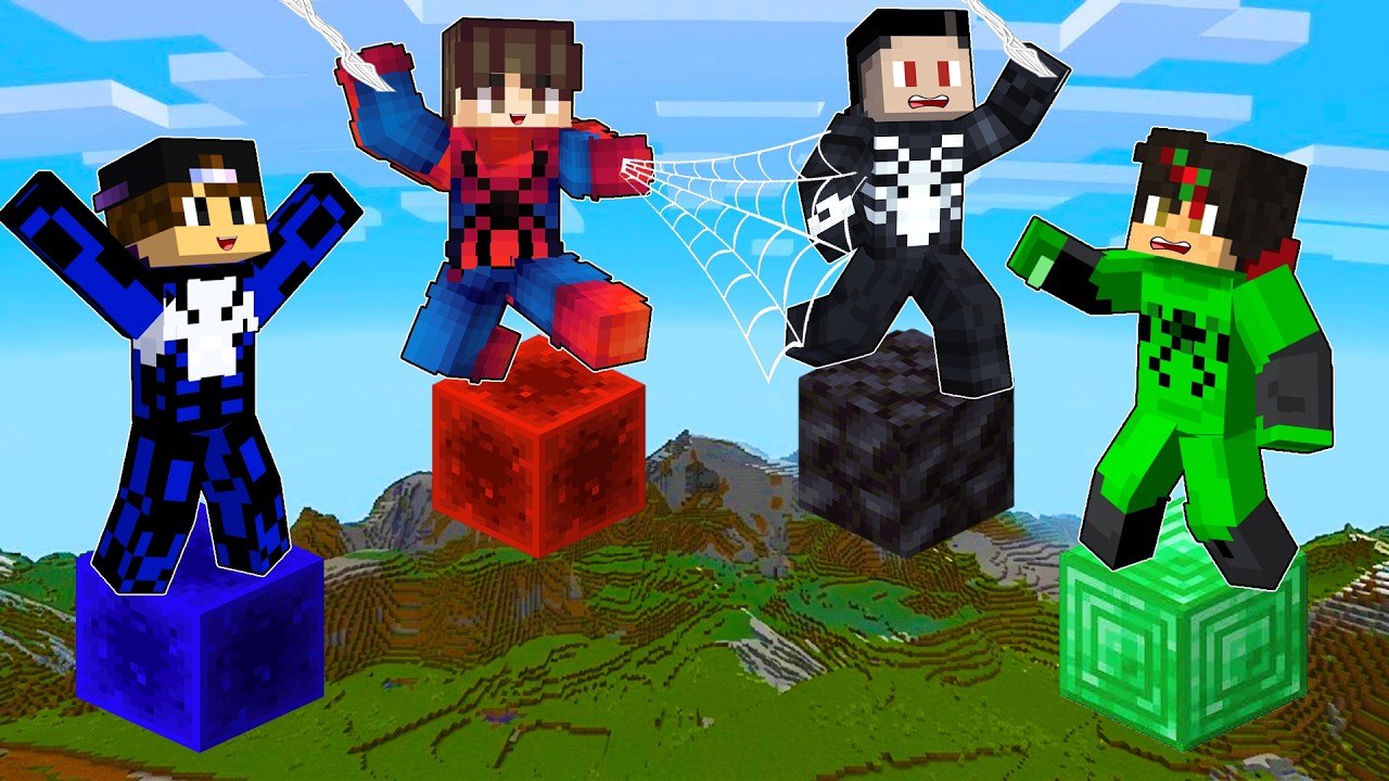 One Block but, SPIDERMAN Battle in Minecraft (Tagalog)