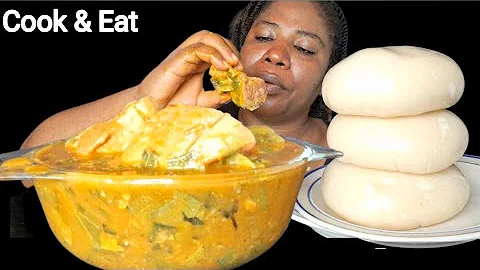 African food mukbang/ Cook and Eat oha soup and fufu  / Nigeria food ASMR