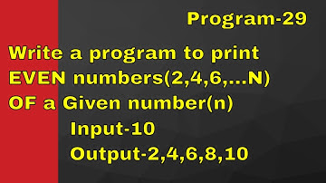 PYTHON:Write a program to print EVEN numbers(2,4,6,...N) OF a Given number(n)/VL INFOTECH