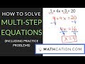 How to solve multi step equations  mathcation