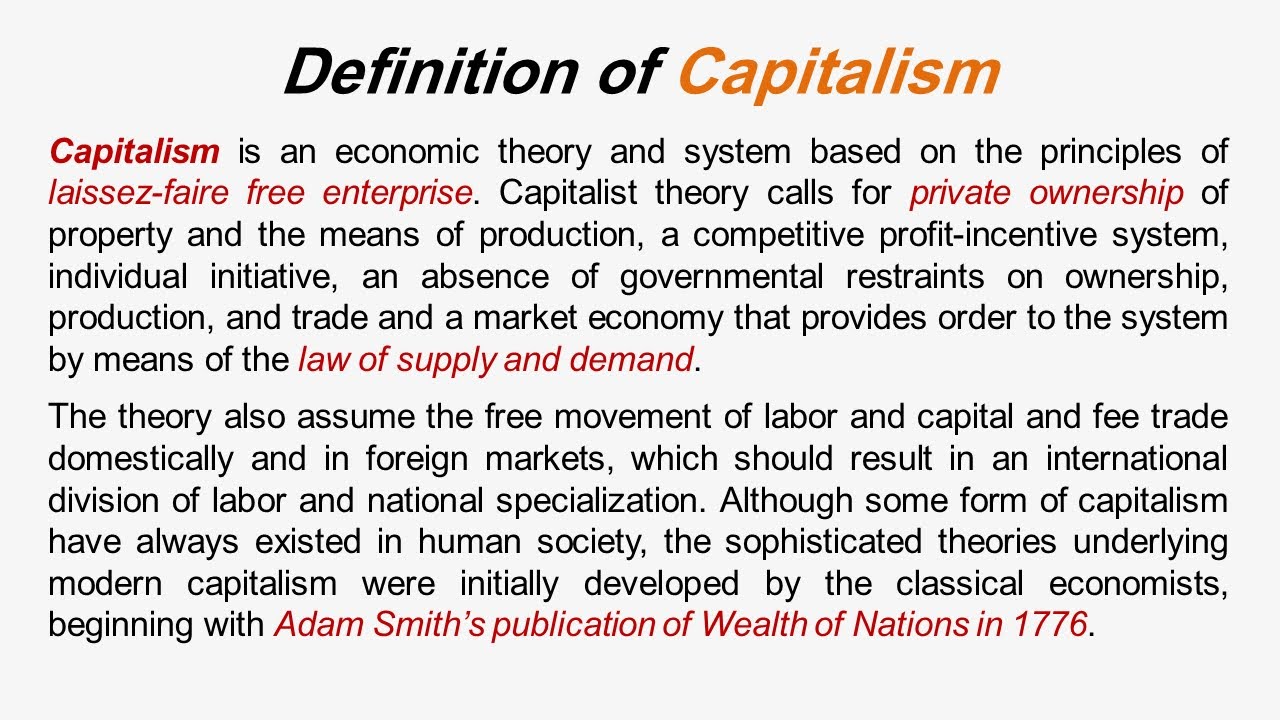 Definition of Capitalism - YouTube