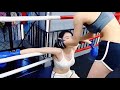 Boxing Training Session​Sparring in the Ring​Female Boxers Practice