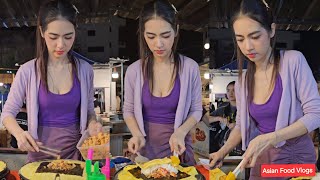 The Most Beautiful Omelette Lady In Vientiane | Laos Street Food