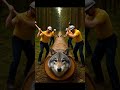 rescue wolf from giant log #animals #funny #shorts