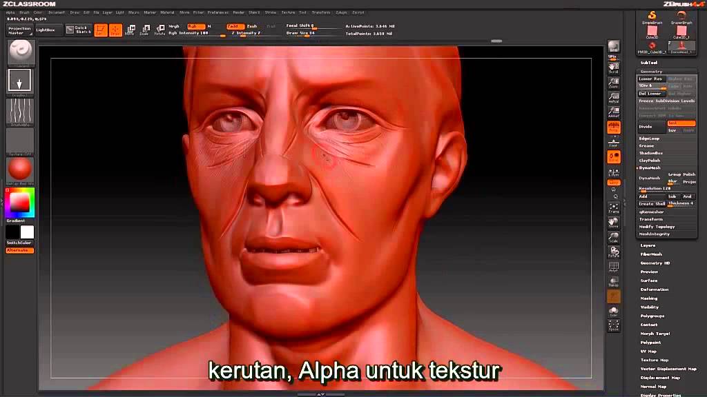 how to subdivide a section zbrush