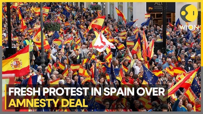 Large protests against Catalan amnesty deal in Madrid after PM sworn in, Politics News