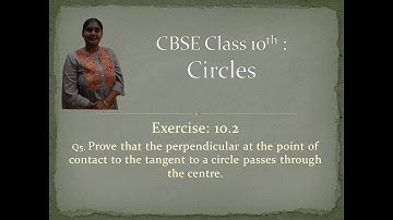Ex.10.2 Q5 Prove that the perpendicular at the point of contact to the tangent passes through centre