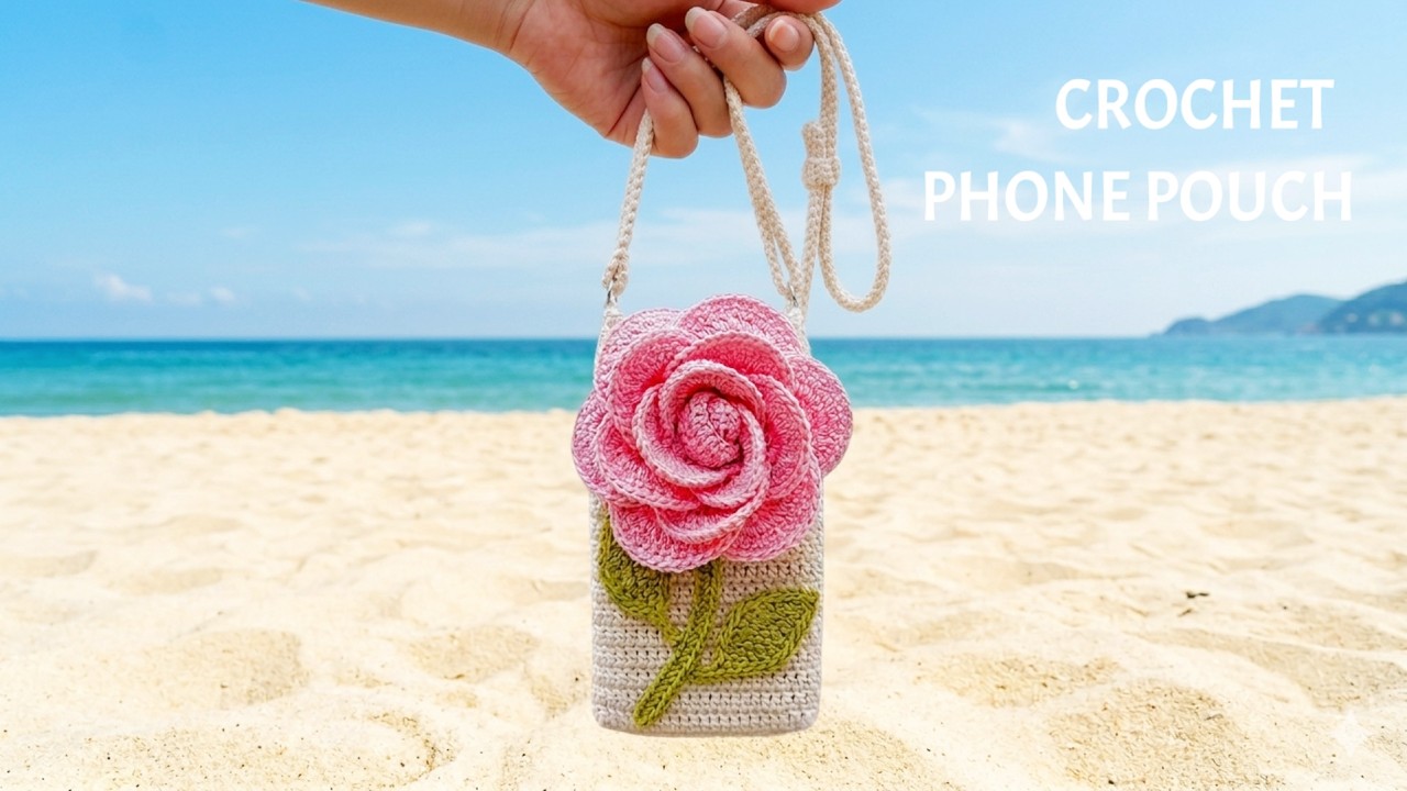 【riu 】Rose phone bag Crochet Rose Phone Bag - YouTube