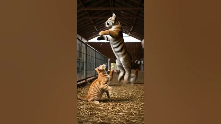 Video 11790841: british shorthair golden cat, cat british shorthair playing, cats tigers wildlife, cat vs tiger, tiger chasing, hilarious cat playing, cat chicken, cat family