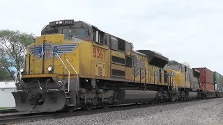 UP 8367- SD70ACe Leads Stack Train, Grand Mound, IA
