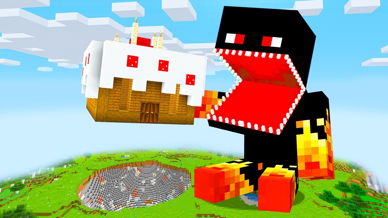 FIQUEI GIGANTE NO MINECRAFT E COMI TUDO