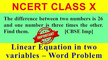 The difference between two numbers is 26 and one number is three times the other. Find  #cbsemaths