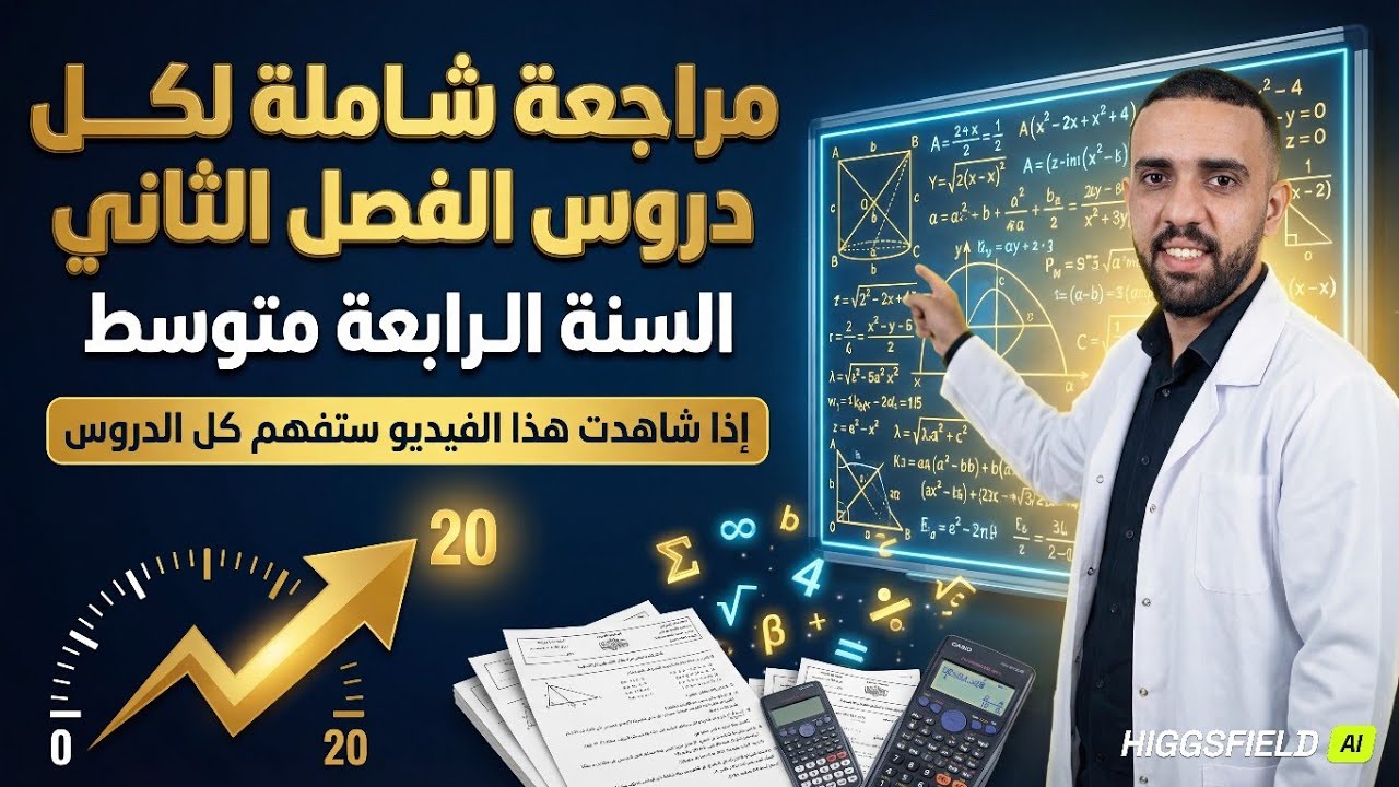 مراجعة شاملة لكل دروس الفصل الثاني في مادة الرياضيات للسنة الرابعة متوسط