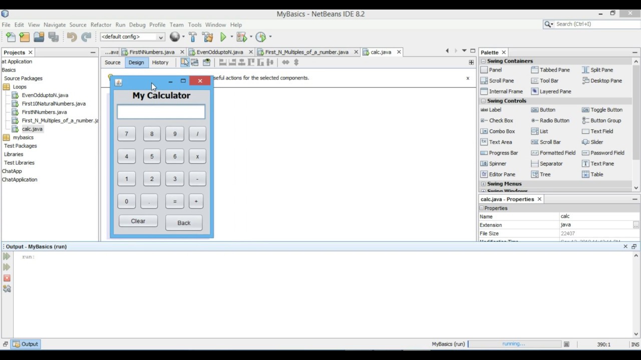 calculator program java using netbeans