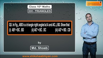 Q3 In fig, ABD is a triangle right angled at A and AC⊥BD. Show that: