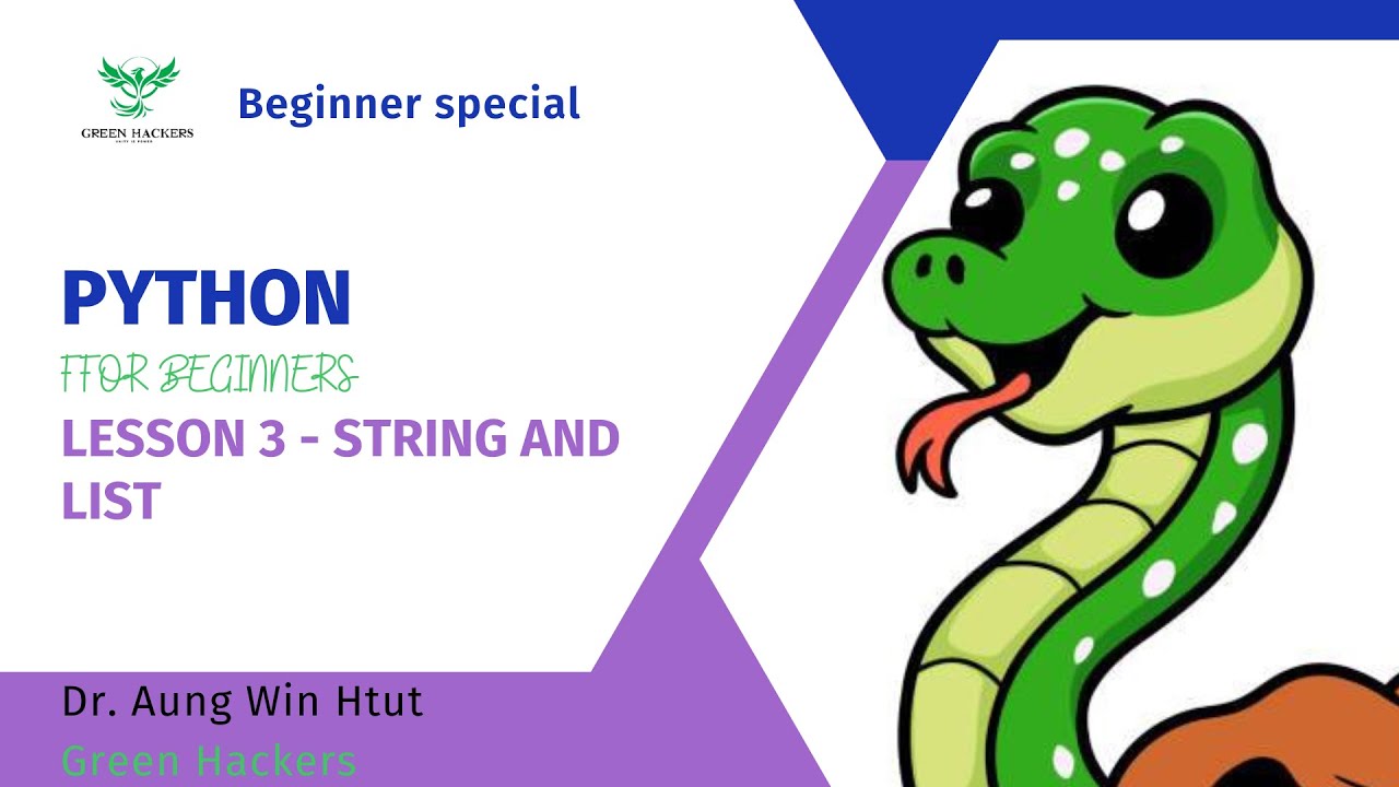 Python for Beginners Lesson 3 - String and List - YouTube