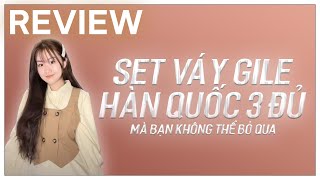 Review Set Váy Gile Hàn Quốc 3 Đủ Mà Bạn Không Thể Bỏ Qua Được Luôn Á #Shorts