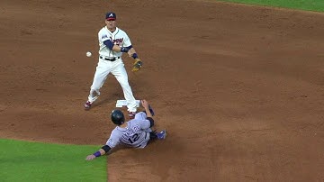COL@ATL: Aybar starts a 6-4-3 double play