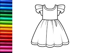How To Draw And Color Cute Princess Dress Baby Dress Drawing Princess Dress Drawing