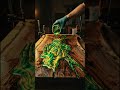 Green Resin Flowing Through Live Edge Wood #satisfying #art #diy