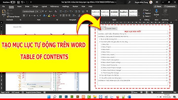 HƯỚNG DẪN TẠO MỤC LỤC TỰ ĐỘNG TRÊN MS WORD - TABLE OF CONTENTS