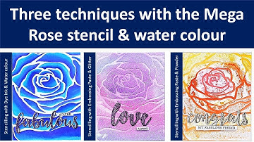 Stencil Techniques with dye ink, watercolor, embossing paste, embossing powder & glitter