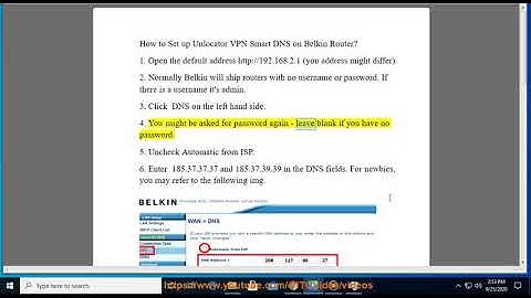 Set up Unlocator VPN Smart DNS on Belkin Router