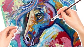 Acrylic April Day 29: Abstract Horse | Beginner Acrylic Tutorial