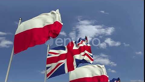 Waving Flags of Poland and the United Kingdom | Motion Graphics - Envato elements