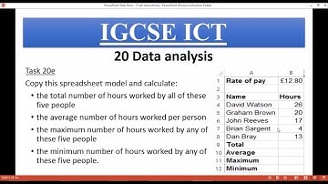 IGCSE ICT 20 Data analysis Task 20e