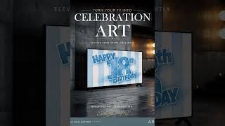 #shorts #frametvart Happy 18th Birthday Male Watercolor Trendy Blue Vertical Stripes Party Banner