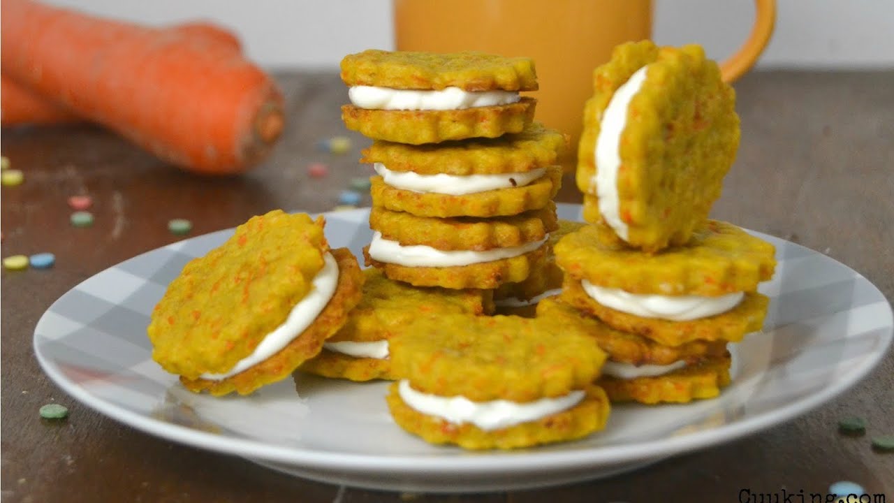 Galletas de zanahoria rellenas de queso. Receta