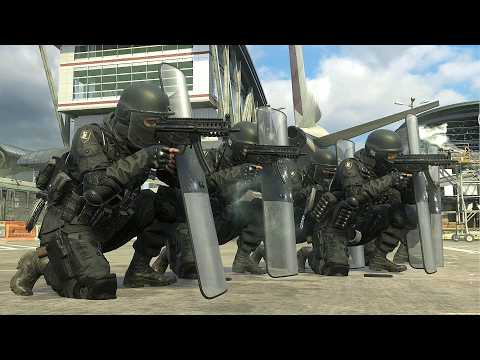 Riot Shield NPCs vs Airport Security - MODERN WARFARE 2 REMASTERED NPC Wars