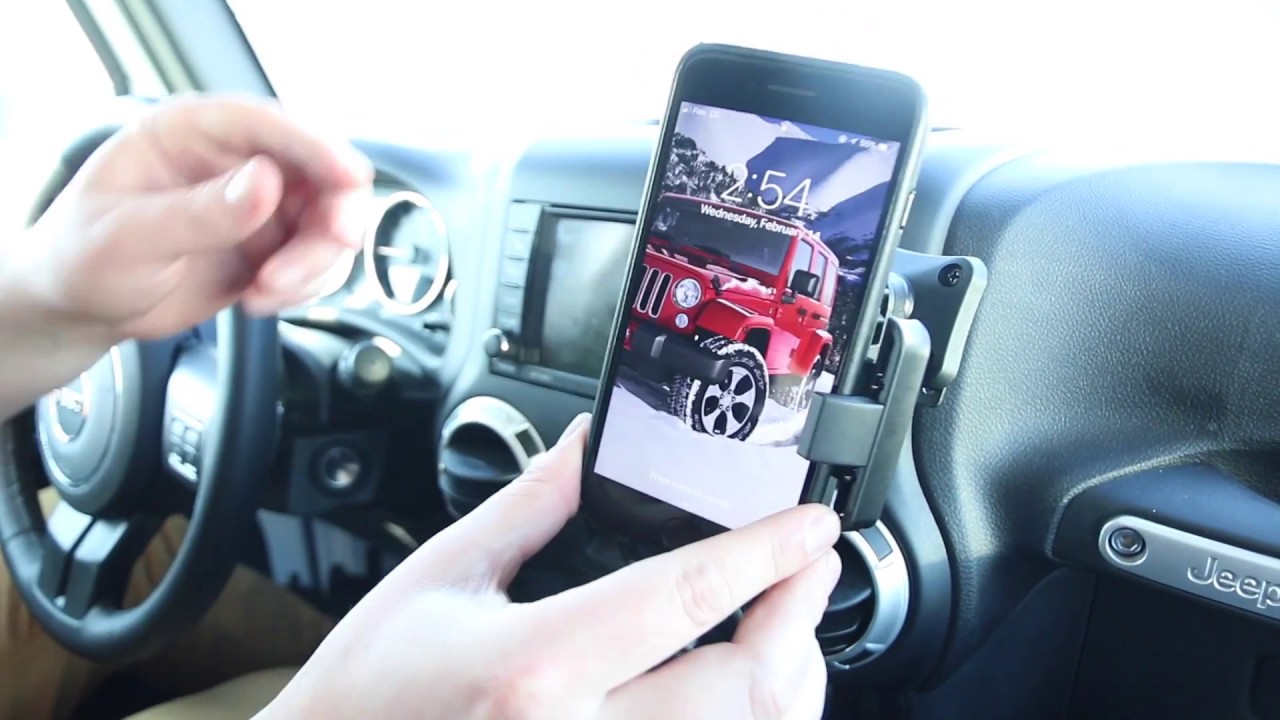 Jeep Wrangler 2011-2018 InDash Phone Holder Installation by GTA Car Kits -  YouTube