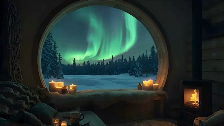Nordic Winter Cabin Hygge 🕯️ Northern Lights, Fireplace & Acoustic Guitar
