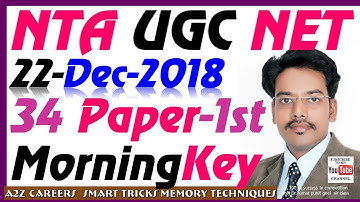 22 Dec 2018 Morning Shift 35 NTA UGC NET 34 Qus Answer Key Paper Ist
