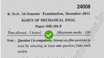 2012 Mdu BTech 1st Sem Basics of Mechanical Engineering Question Paper