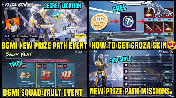 BGMI NEW PRIZE PATH EVENT |HOW TO GET GROZA FREE LUCKY COIN | SQUAD VAULT PRIZE PATH MISSION EXPLAIN