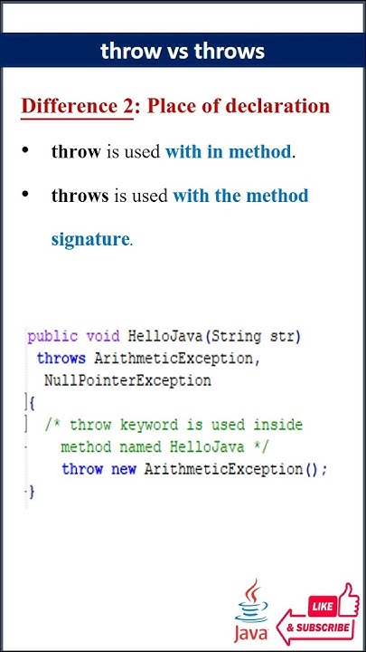 Difference between Throw and Throws in Java #java #techinterviews # ...