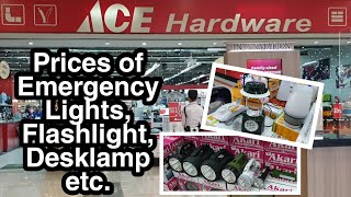 Prices of Rechargable Emergency Lights, Desklamp, Flashlight etc at Ace Hardware SM Taytay Firefly