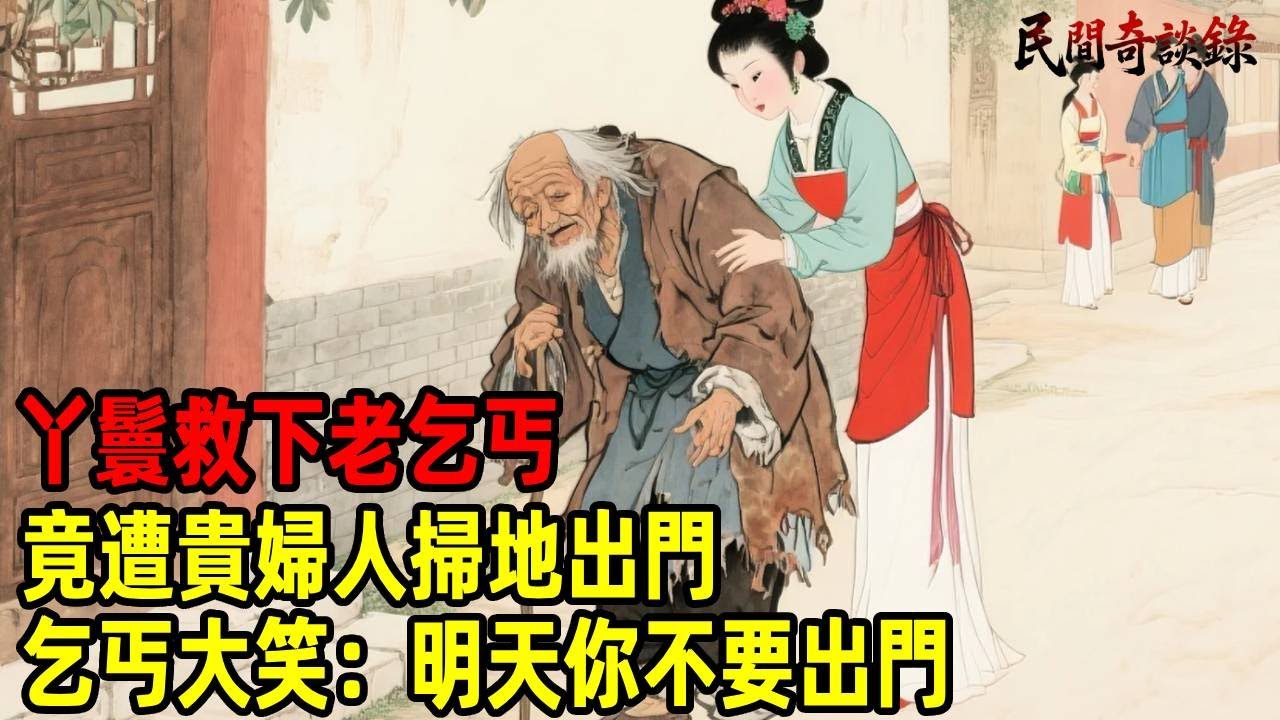 丫鬟救下老乞丐，竟遭貴婦人掃地出門，乞丐大笑：明天你不要出門！【民間奇談錄】