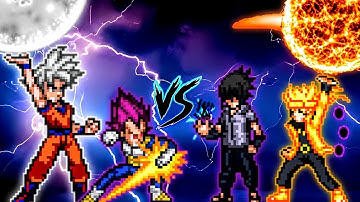 Goku DBS V3.5 OP (AF) & Vegeta DBS OP (AF) VS Naruto V2 OP (AF) & Sasuke Rinnegan V3 OP in Mugen😱