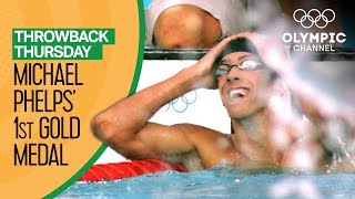 Michael Phelps' 1st Olympic Gold Medal | Throwback Thursday