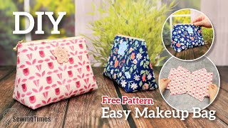 DIY Easy Makeup Bag | Cosmetic Pouch Sewing Pattern & Tutorial [sewingtimes]